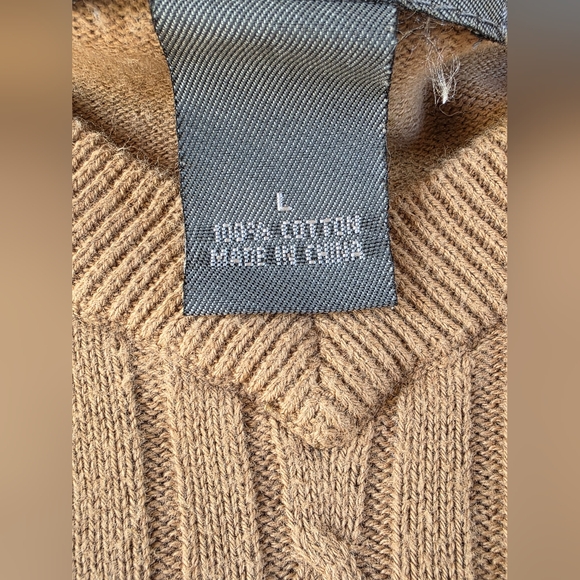 Saddlebred Tan Cableknit Sweater Vest Size L - Picture 2 of 4